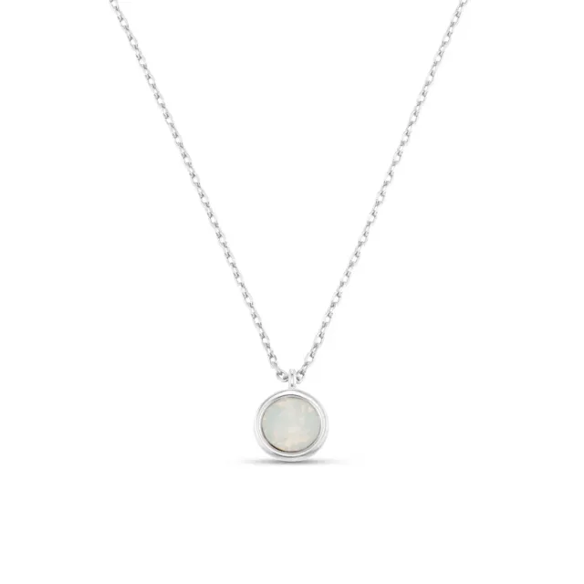 Orelia White Opal Swarovski halskæde sølv kort