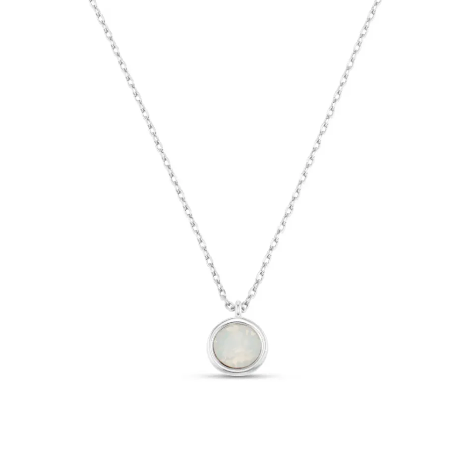Orelia White Opal Swarovski halskæde sølv kort
