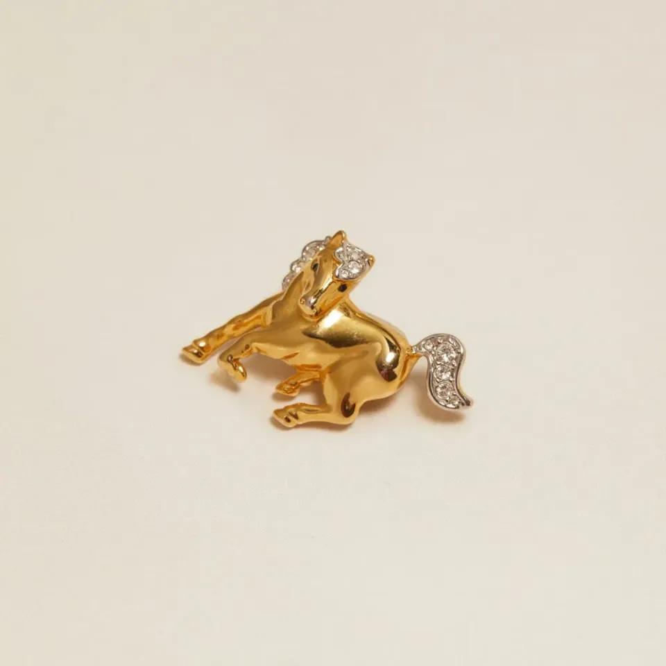 Orelia Vintage Galloping Horse broche krystal hest