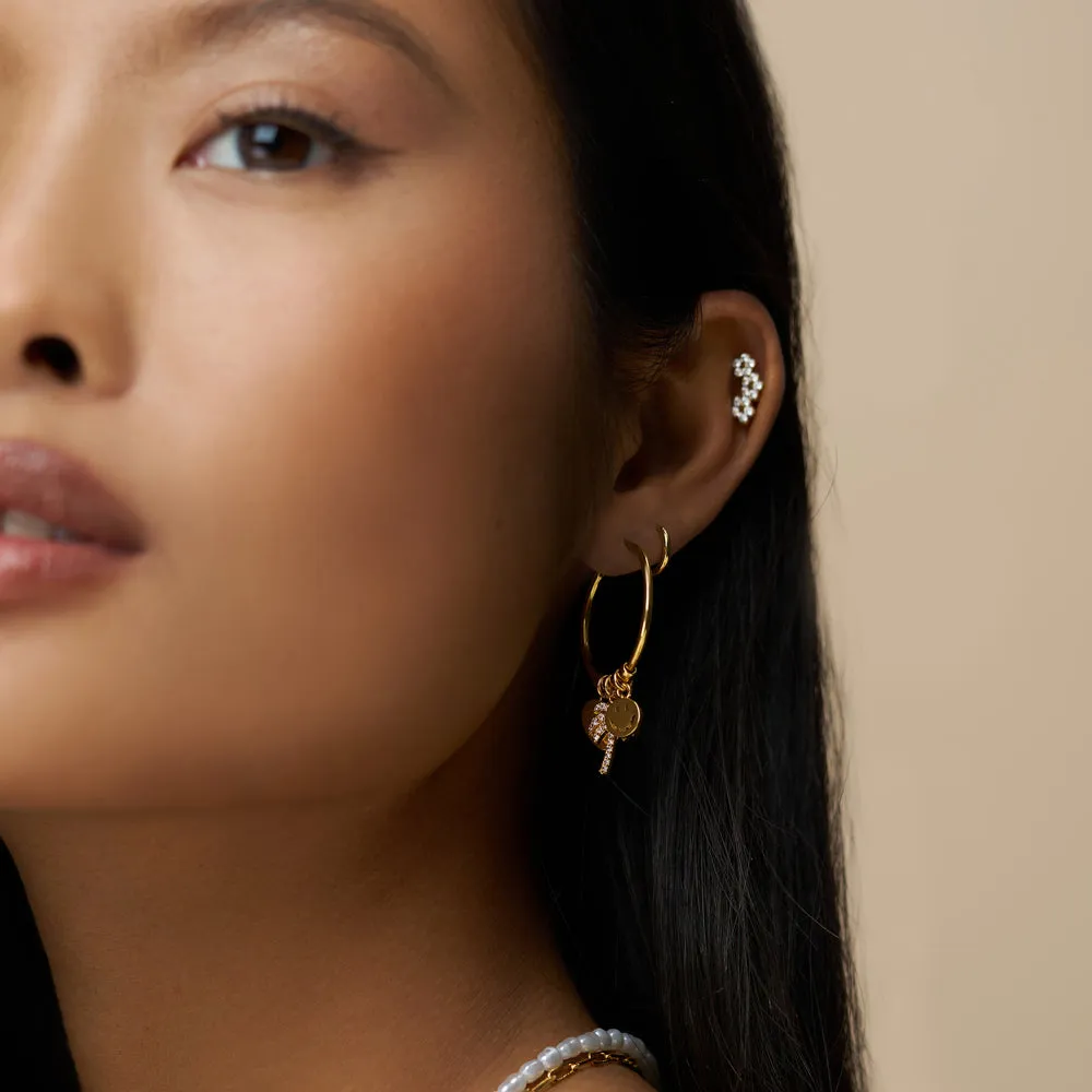 Orelia Eclectic Mixed Charm hoop øreringe guld