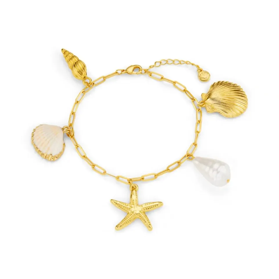 Orelia Eclectic Seaside charm-armbånd guld