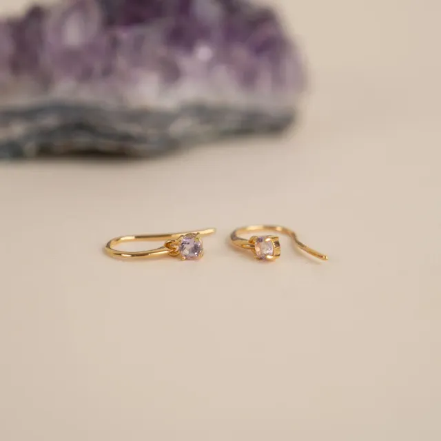 Sisi Copenhagen Gemma Purple Amethyst Golden Hook øreringe forgyldt
