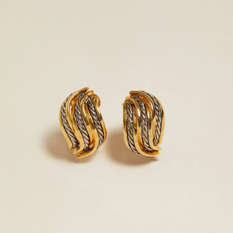 Orelia Vintage Rope øreringe clip-on mix guld