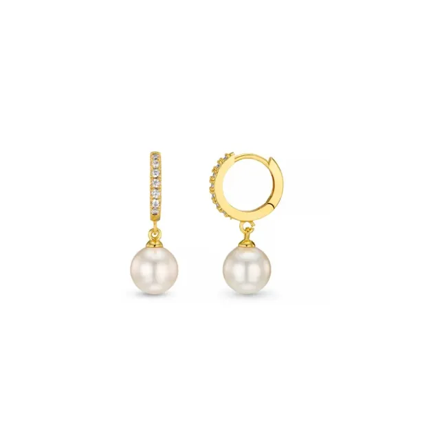 Orelia Pavé Pearl Drop huggie øreringe guld gaveæske