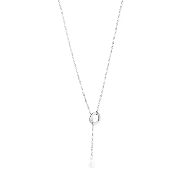 TIMI OF SWEDEN Boel halskæde lariat perle 80 cm stål