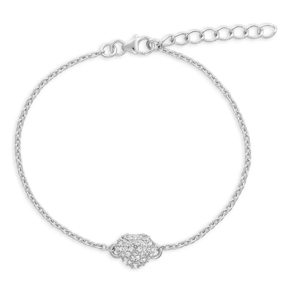 Bykjaergaard Divine armbånd sølv hjerte zirkonia