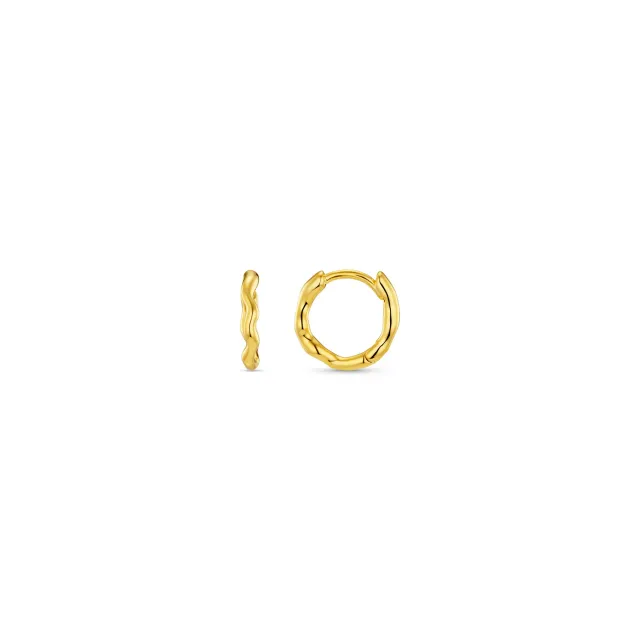 Orelia Organic Round Wave Huggie øreringe guld små