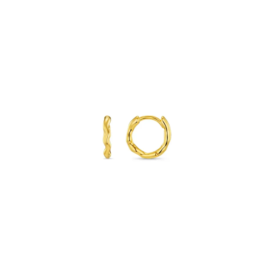 Orelia Organic Round Wave Huggie øreringe guld små