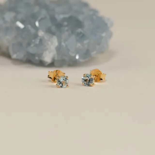 Sisi Copenhagen Gemma Blue Topaz ørestikker forgyldt