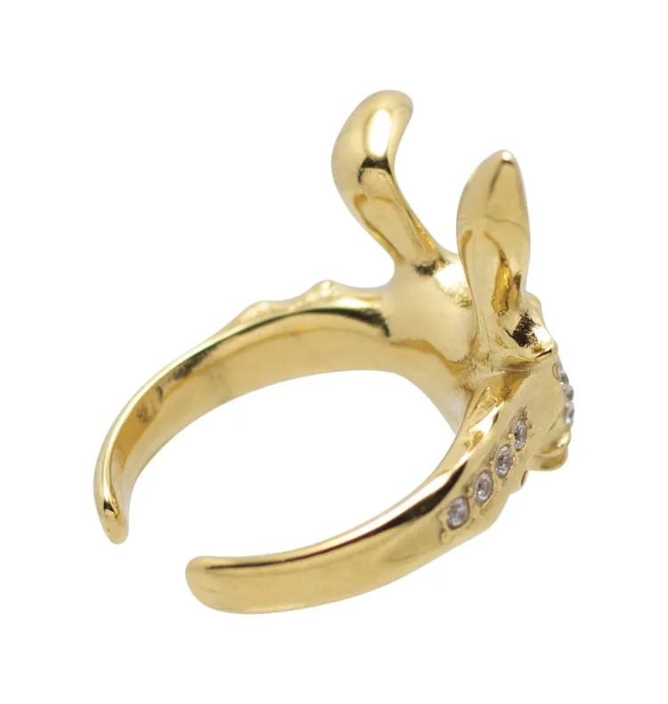 Wos Bunny Ring fingerring guld med hjertezircon