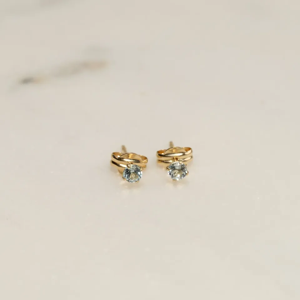 Sisi Copenhagen Soley Blue Topaz ørestikker massivt guld