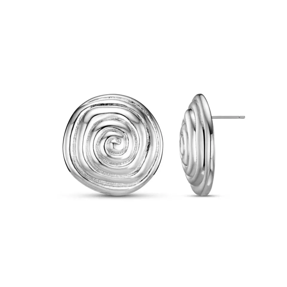 Orelia Statement Spiral studs sølv genbrugsmessing