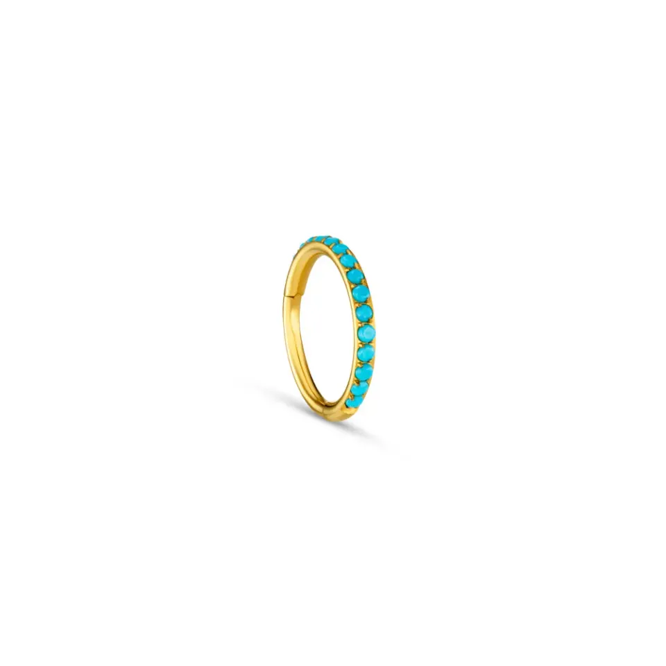 Orelia Fine Turquoise Clicker hoop 8mm guld