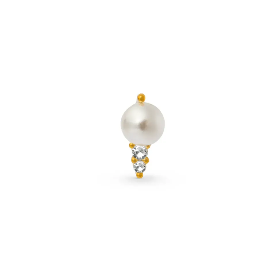 Orelia Pearl Crystal Barbell stud guld perle