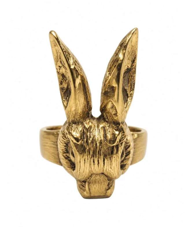 Wos Rabbit ring messing guld justerbar