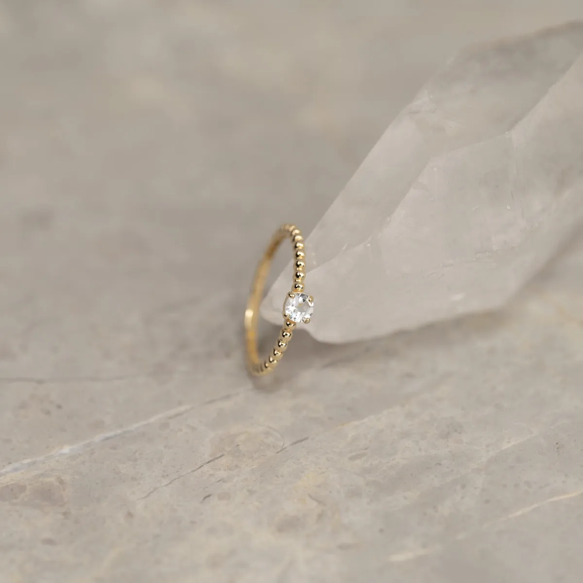 Sisi Copenhagen Ingrid Crystal solid gold ring guldring 9 karat zirkon