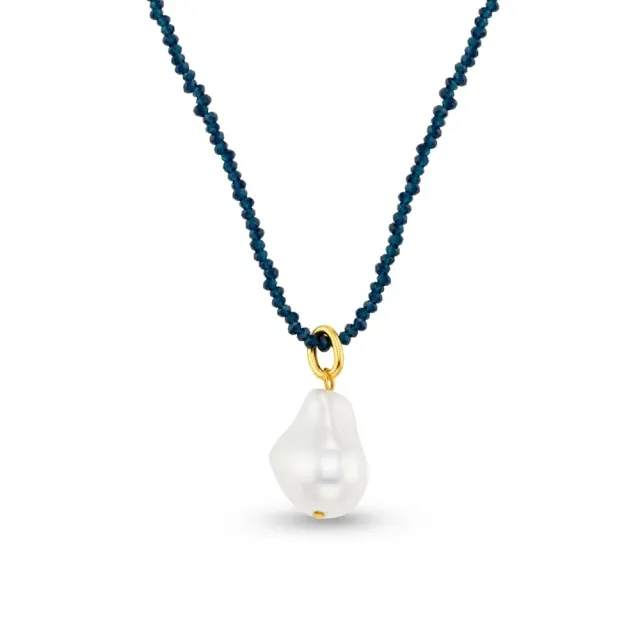 Orelia Blue Bead & Pearl halskæde blå