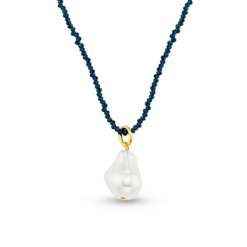 Orelia Blue Bead & Pearl halskæde blå