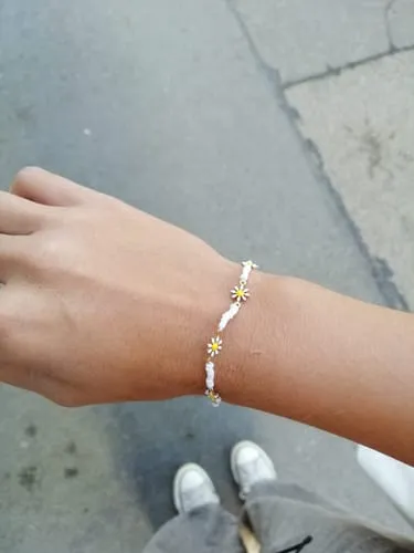 TIMI OF SWEDEN Astrid Daisy emaljearmbånd guld 17 cm