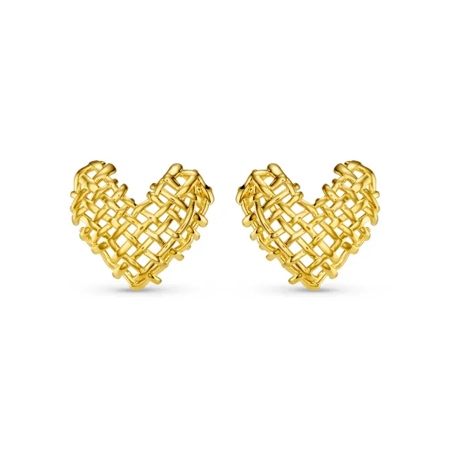 Orelia Woven Heart øreringe forgyldt hjerte studs