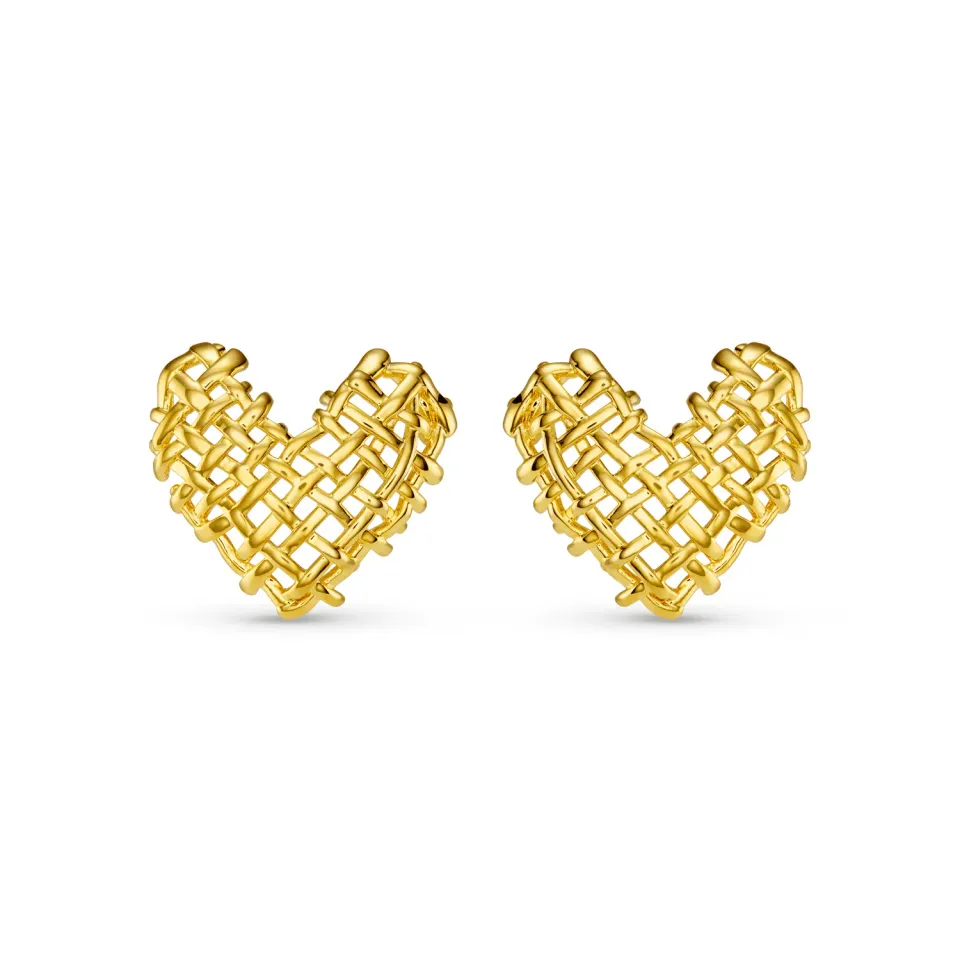 Orelia Woven Heart øreringe forgyldt hjerte studs