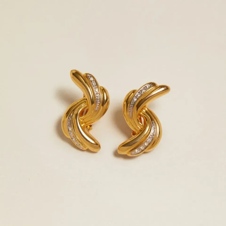 Orelia Vintage Pavé Wave clip-on øreringe krystal
