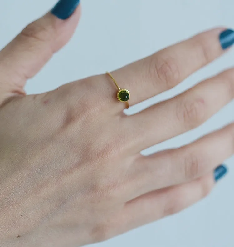 Wos Tea ring grøn guld tynd ring