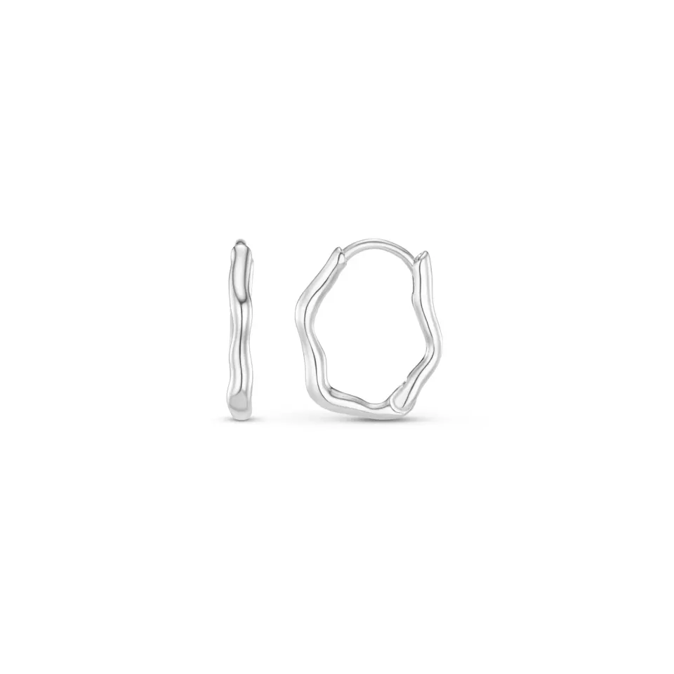 Orelia Organic Wave huggie hoop øreringe sølv bølget