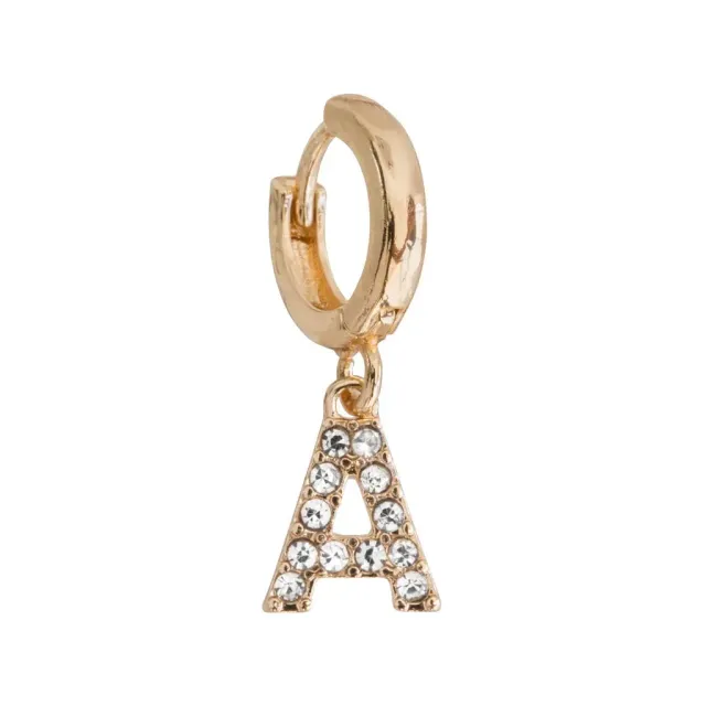 TIMI OF SWEDEN Crystal Letter hoop ørering forgyldt