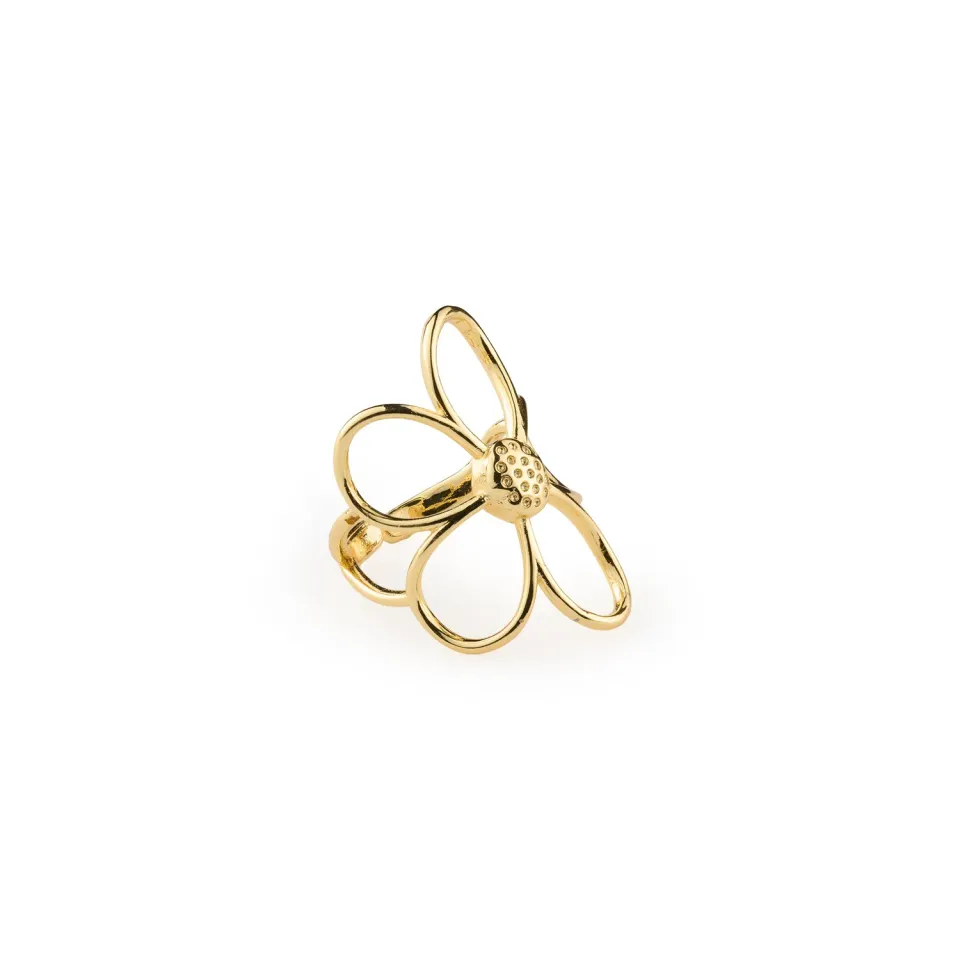 TIMI OF SWEDEN Lucky Outline Flower ring guld justerbar