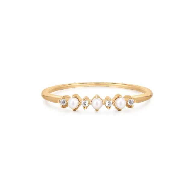 Bykjaergaard Fine ring 14 kt guld topas ferskvandsperle