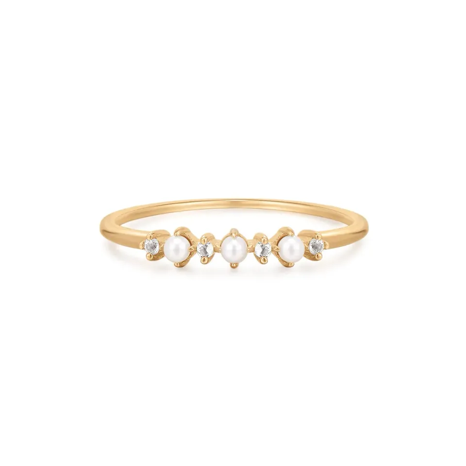 Bykjaergaard Fine ring 14 kt guld topas ferskvandsperle