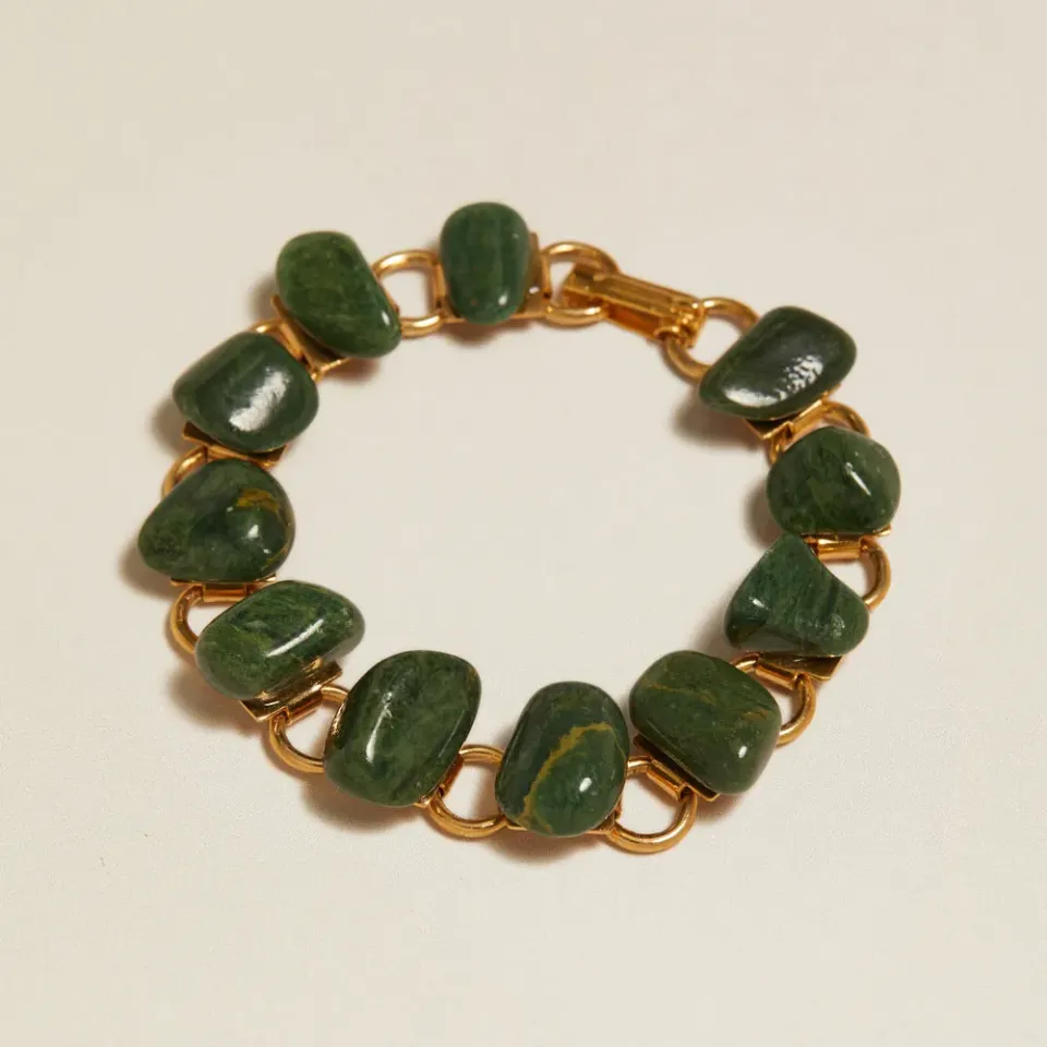 Orelia Vintage Green Jasper armbånd guld grøn