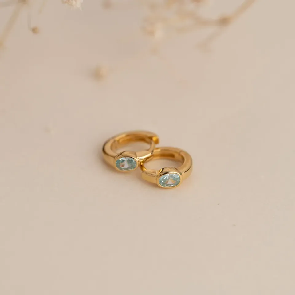 Sisi Copenhagen Rebekka Blue Golden creol øreringe blå zirkon