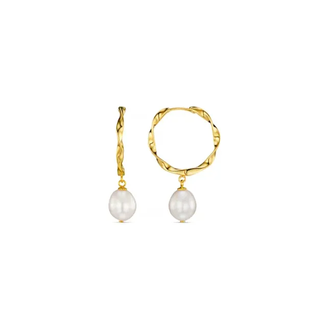 Orelia Ribbon & Pearl hoop øreringe guld