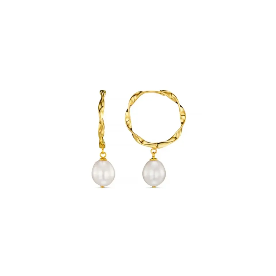 Orelia Ribbon & Pearl hoop øreringe guld