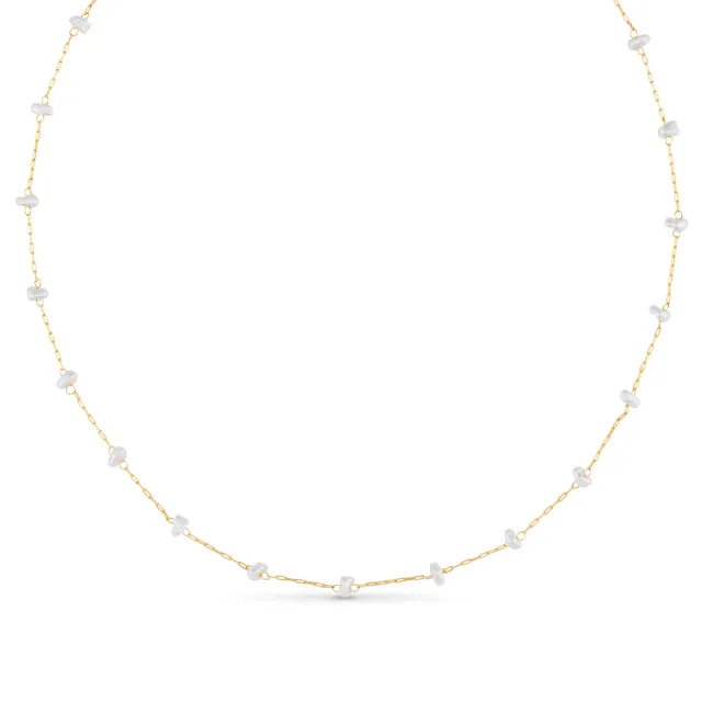 Orelia Pearl Stationed halskæde guld med perler