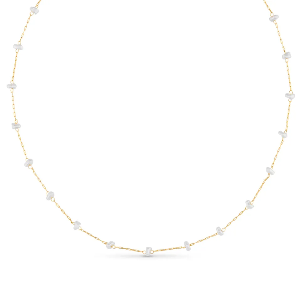 Orelia Pearl Stationed halskæde guld med perler