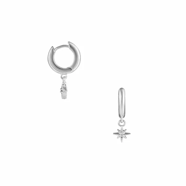 Orelia Starburst Pavé Micro Huggie øreringe sølv