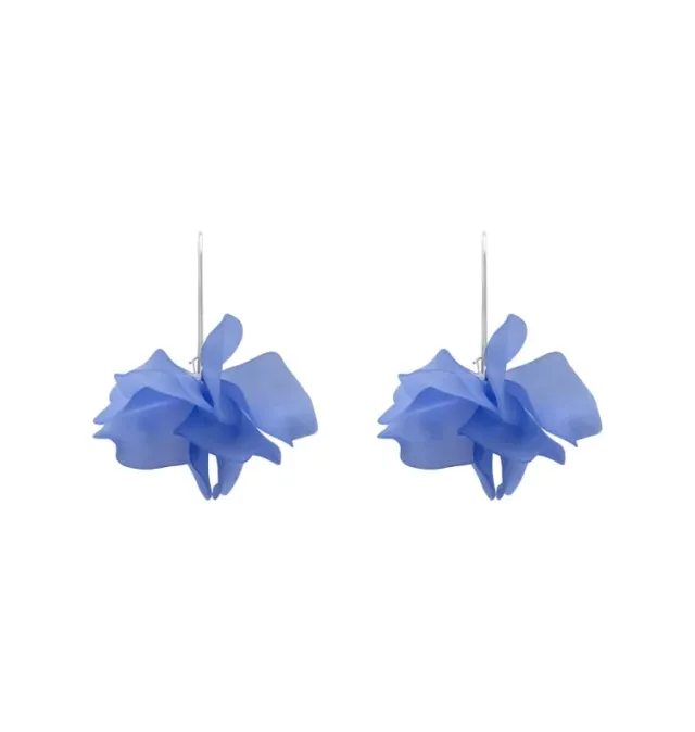 Wos Petal øreringe blå sølv 6 cm