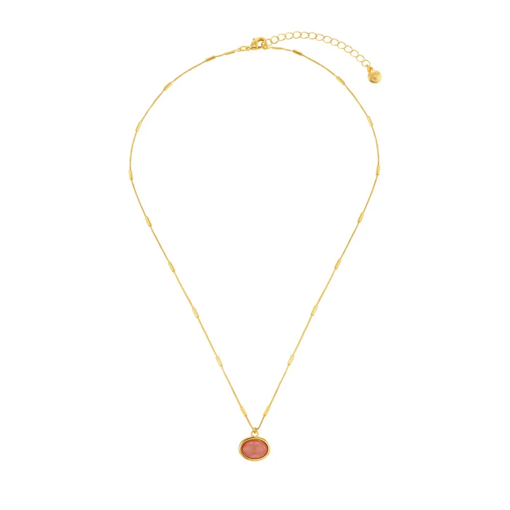 Orelia Pink Jade Charm halskæde forgyldt rosa