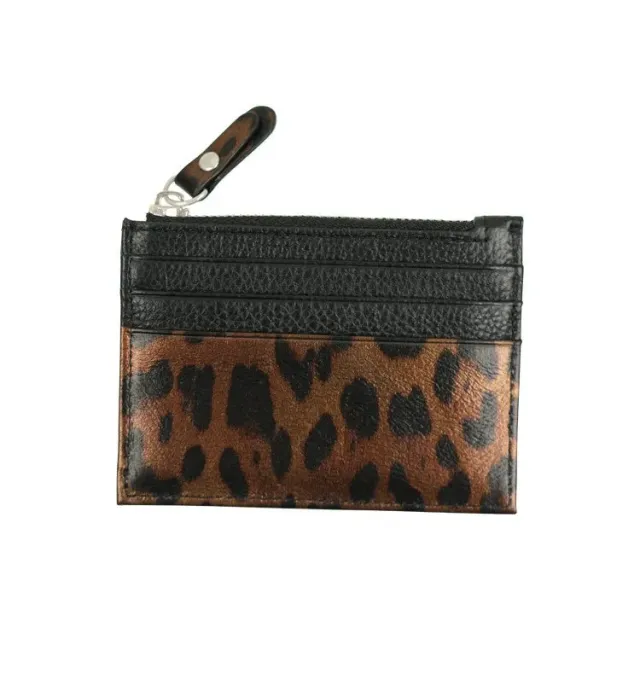 Wos Laney kortholder i læder sort leopard 11 cm