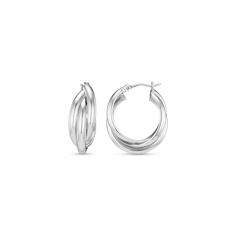 Orelia Interlocking Hoop øreringe sølv tredobbelte