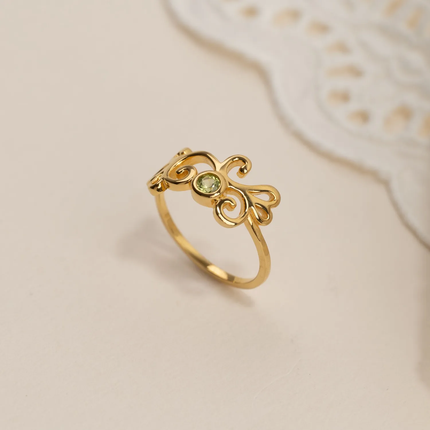 Sisi Copenhagen Solea ring peridot forgyldt str. 52