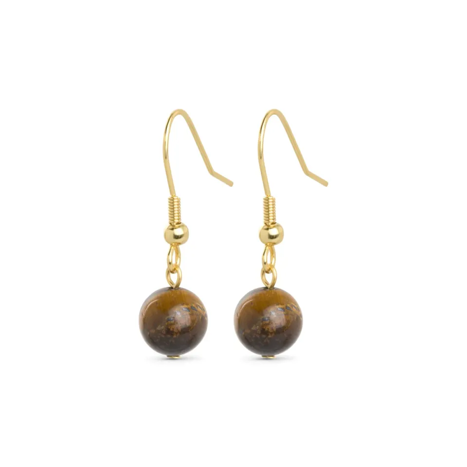 TIMI OF SWEDEN Birgit Tiger Eye øreringe tigerøje forgyldt