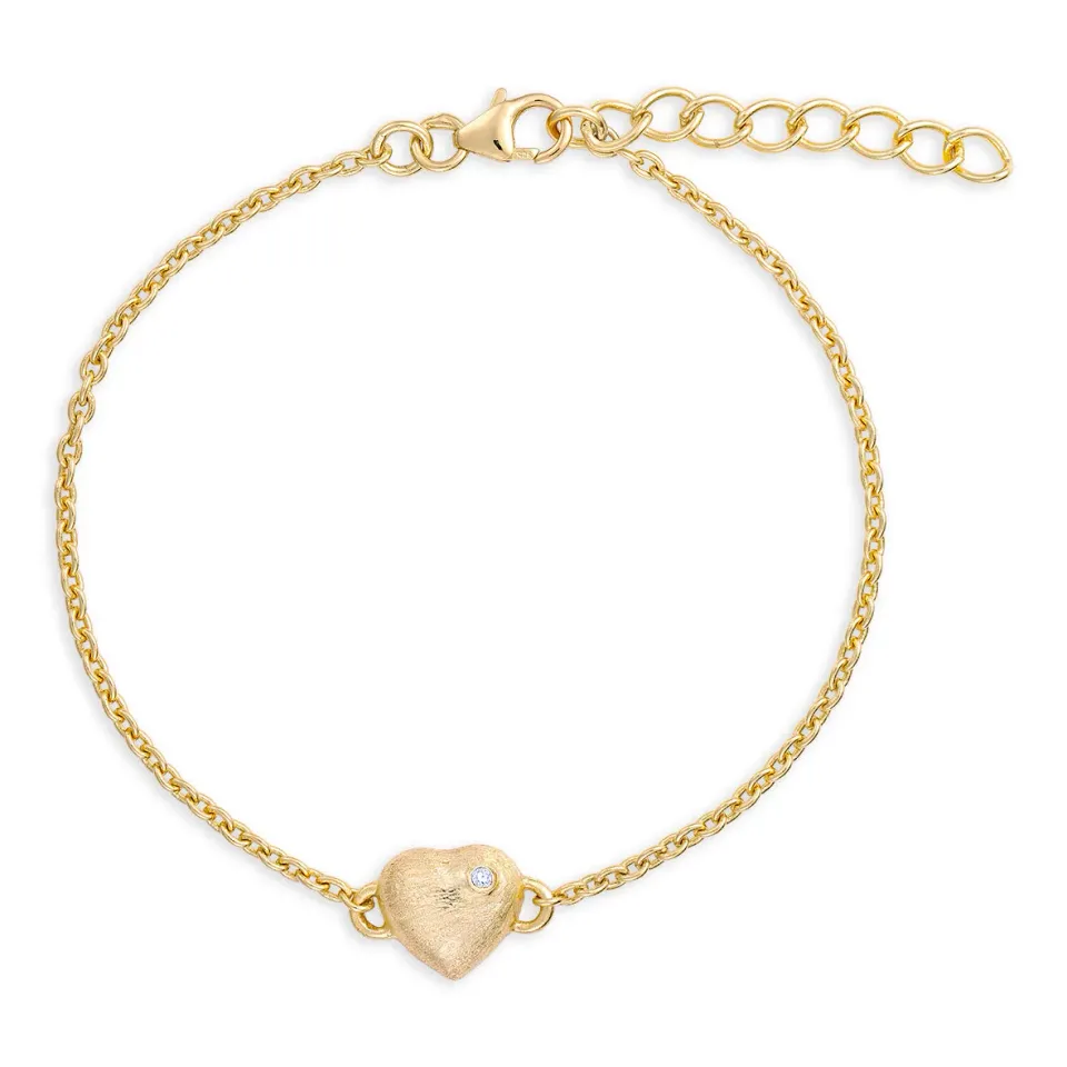 Bykjaergaard Divine armbånd hjerte zirkonia forgyldt