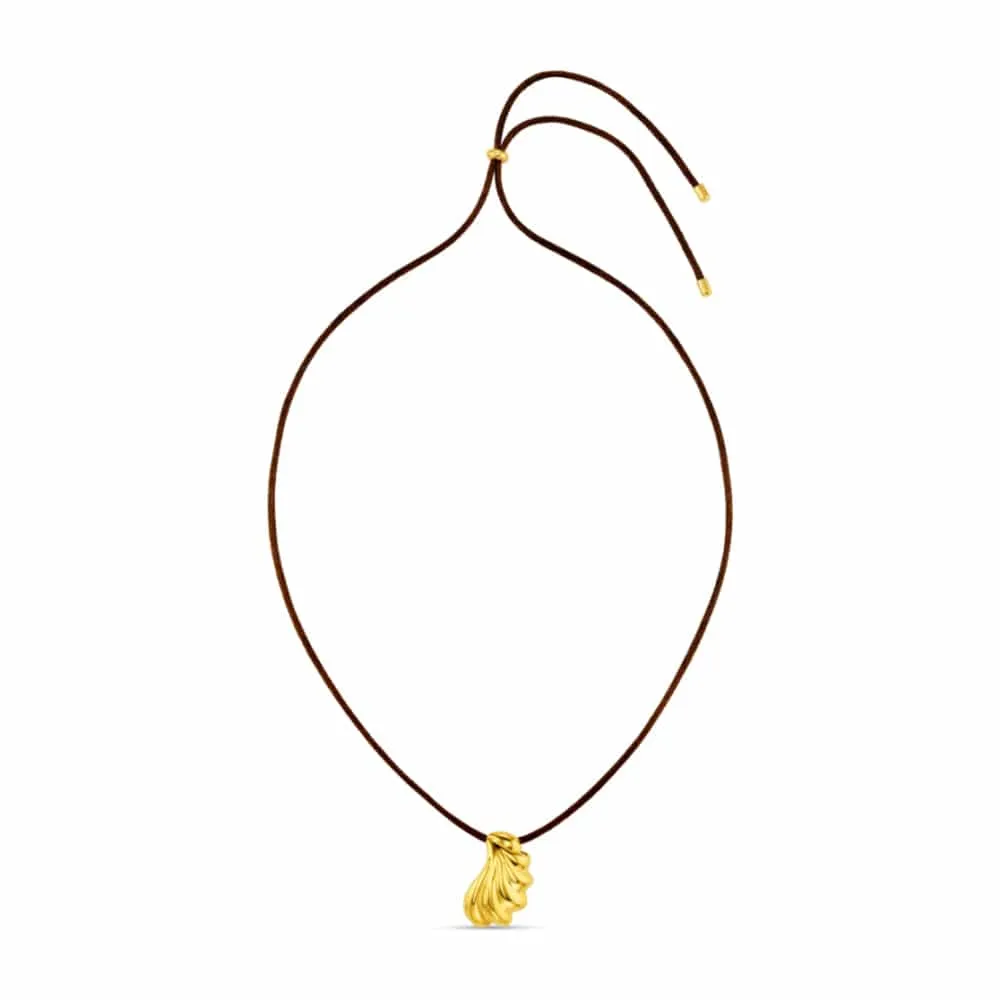 Orelia LUXE Shell Pendant halskæde brun snor