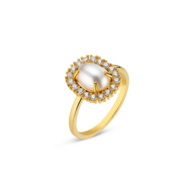 Orelia Pearl Pavé Statement ring perle guld
