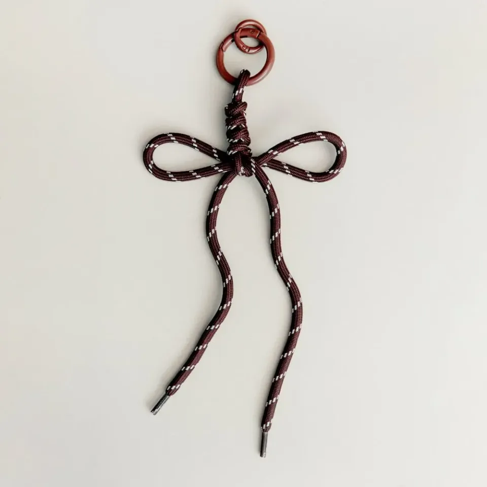 Orelia Brown Cord Bow taskecharm brun sløjfe