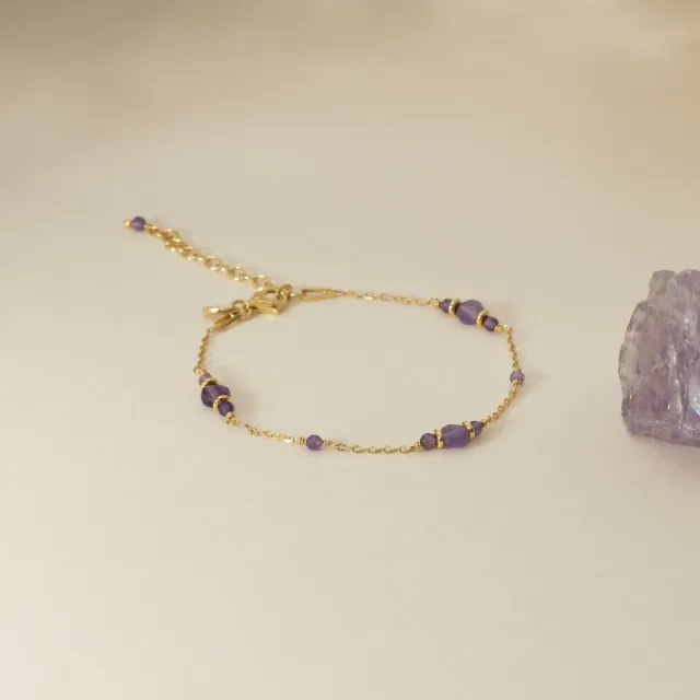 Sisi Copenhagen Cordelia forgyldt armbånd lilla ametyst 15,5+4 cm